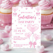 Galentijnsdag Pink Heart Girly Party Kaart