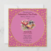 Galentijnsdag Tea Party Roze en gouden harten (Voorkant)