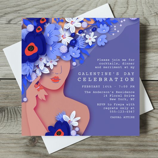 Galentijnsdag viering moderne sierbloemen kaart