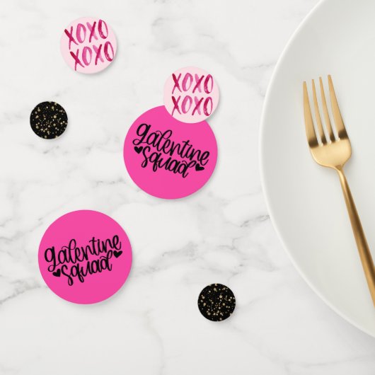 Galentijnsdag XOXO Pink Black Gold Confetti (Groep)