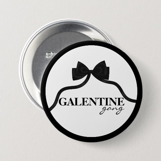 Galentijnse bende Vriend Valentijn Black Bow Ronde Button 7,6 Cm (Voorkant /achterkant)