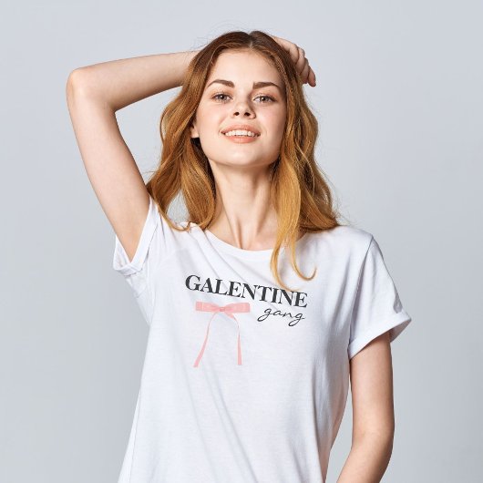 Galentijnse bende Vriend Valentijn Pink Bow T-shirt
