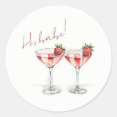 Galentijnse Dag Babe Aardbei Cocktail Party Ronde Sticker (Voorkant)