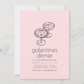 Galentijnse Valentijn Meisjes Avondmaal Kaart (Voorkant)