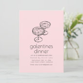 Galentijnse Valentijn Meisjes Avondmaal Kaart (Staand voorkant)