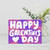 Galentine Bubble Letters Groovy Retro Digital Kaart (Staand voorkant)