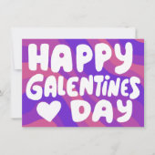 Galentine Bubble Letters Groovy Retro Digital Kaart (Voorkant)