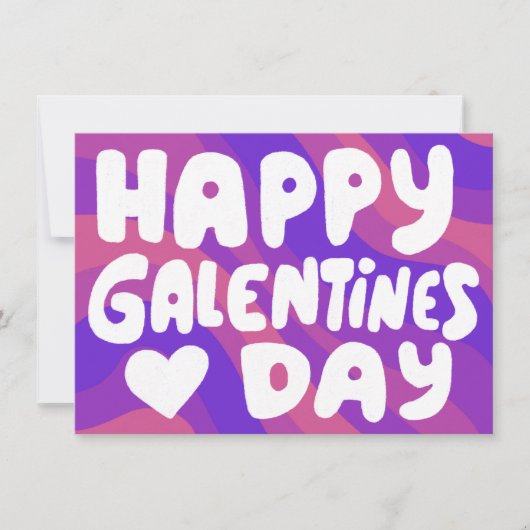 Galentine Bubble Letters Groovy Retro Digital Kaart (Voorkant)