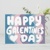 Galentine Bubble Letters Groovy Retro Digital Kaart (Staand voorkant)