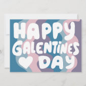 Galentine Bubble Letters Groovy Retro Digital Kaart (Voorkant)