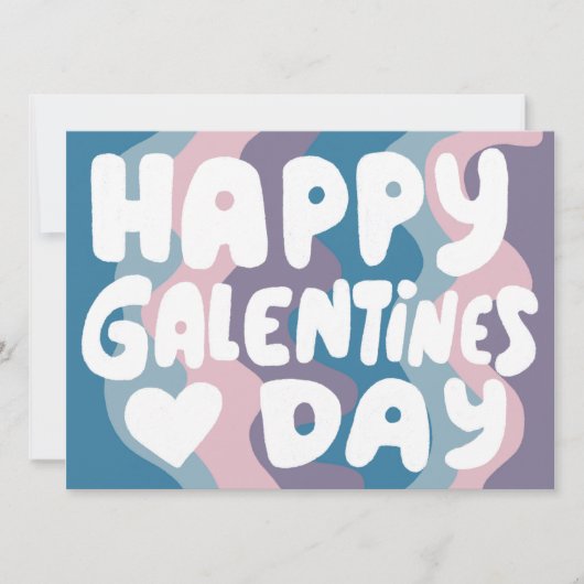 Galentine Bubble Letters Groovy Retro Digital Kaart (Voorkant)