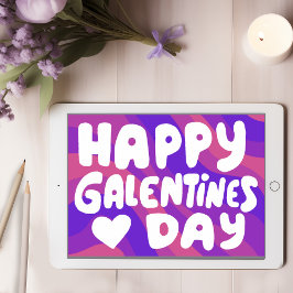 Galentine Bubble Letters Groovy Retro Digital Kaart