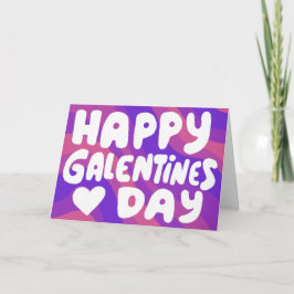 Galentine Bubble Letters Paarse Groovy Retro Kaart