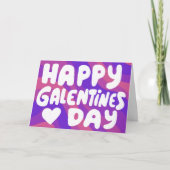 Galentine Bubble Letters Paarse Groovy Retro Kaart (Voorkant)