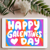 Galentine BubbleLetters Regenboog Groovy Retro eCa Kaart