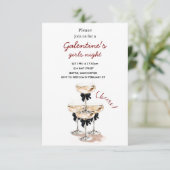 Galentine Champagne Party Invitation RSVP Kaartje (Staand voorkant)