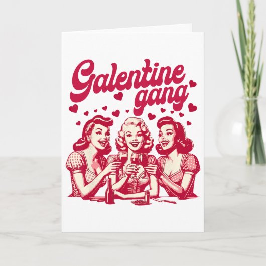 Galentine Gang Gal Pals Valentine Group Friendship Kaart (Voorkant)