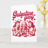 Galentine Gang Gal Pals Valentine Group Friendship Kaart (Gele Bloem)
