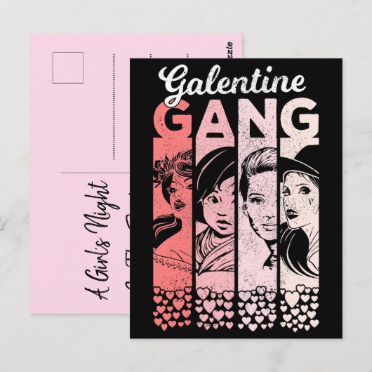 Galentine Gang  Valentijnse Vrouwen Briefkaart (Voorkant / Achterkant)