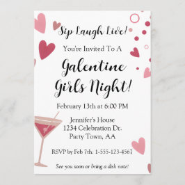 Galentine Girls Night Out Martini Pink Kaart