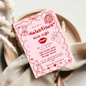 Galentine Hand Drawn Valentijn Girls Night Party Feestdagenkaart
