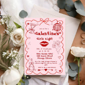 Galentine Hand Drawn Valentijn Girls Night Party Feestdagenkaart