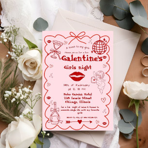 Galentine Hand Getekend Valentijn Meisjes Avond Fe Feestdagenkaart