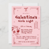 Galentine Hand Getekende Valentijn Meiden Avond Fe Feestdagenkaart (Voorkant)