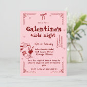 Galentine Hand Getekende Valentijn Meiden Avond Fe Feestdagenkaart (Staand voorkant)