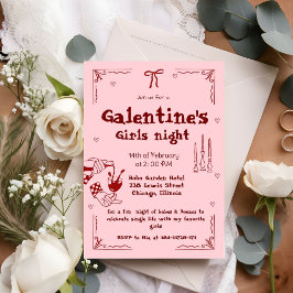 Galentine Hand Getekende Valentijn Meiden Avond Fe Feestdagenkaart
