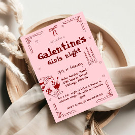 Galentine Hand Getekende Valentijn Meiden Avond Fe Feestdagenkaart
