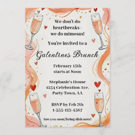 Galentine Mimosa Drank Brunch Feest Uitnodiging 
