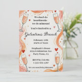 Galentine Mimosa Drink Brunch Party Invite Kaart (Staand voorkant)