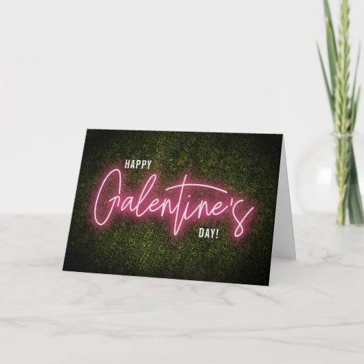Galentine Neon Licht Valentijnsdag Kaart (Voorkant)