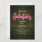 Galentine Neon Script Boxwood Valentijn Party Kaart (Voorkant)