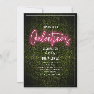 Galentine Neon Script Boxwood Valentijn Party Save The Date