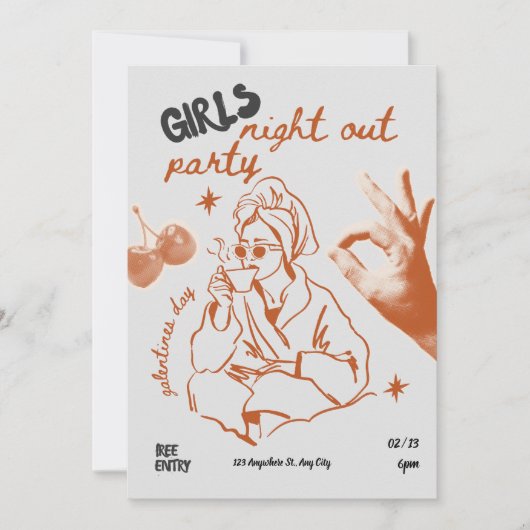 Galentine Party Girl's Night Kaart (Voorkant)