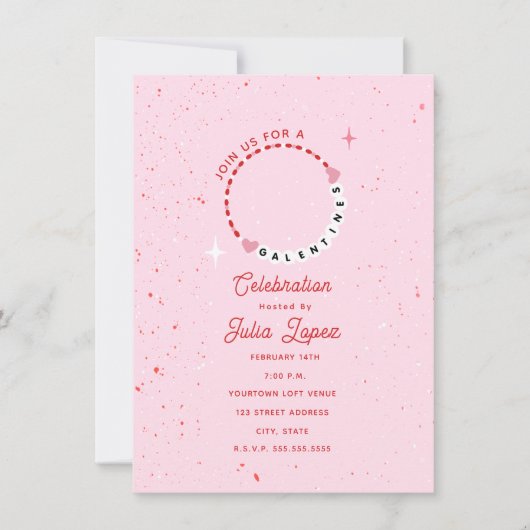 Galentine Party Valentijns Vriendschapsarmband Save The Date (Voorkant)