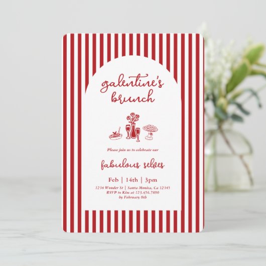 Galentine’s Brunch Invitation Kaart (Staand voorkant)
