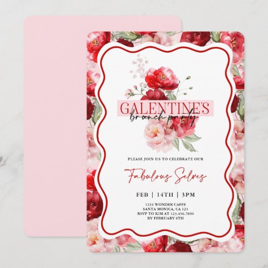 Galentine’s Brunch Party Invitation Kaart (Voorkant / Achterkant)