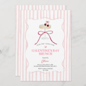 Galentine’s Day Brunch Invitation | Pink Stripe Kaart (Voorkant / Achterkant)