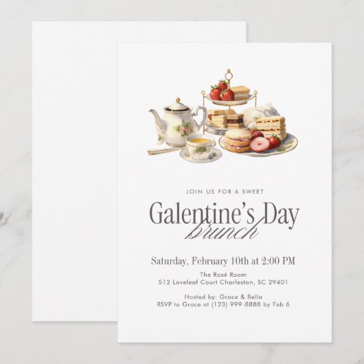 Galentine’s Day Brunch Kaart (Voorkant / Achterkant)