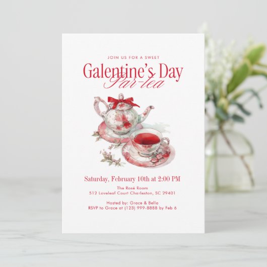 Galentine’s Day Par-tea Kaart (Staand voorkant)