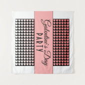 Galentine`s Day Party Roze Zwart Hart Patroon Wandkleed (Voorkant (horizontaal))