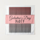 Galentine`s Day Party Roze Zwart Hart Patroon Wandkleed (Voorkant)