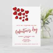 Galentine`s Day Rode harten Vrienden Feest Kaart (Staand voorkant)