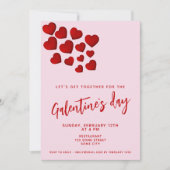 Galentine`s Day Rode harten Vrienden Feest Kaart (Voorkant)