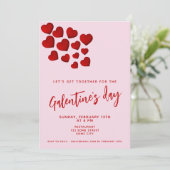 Galentine`s Day Rode harten Vrienden Feest Kaart (Staand voorkant)