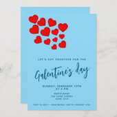 Galentine`s Day Rode harten Vrienden Feest Kaart (Voorkant / Achterkant)