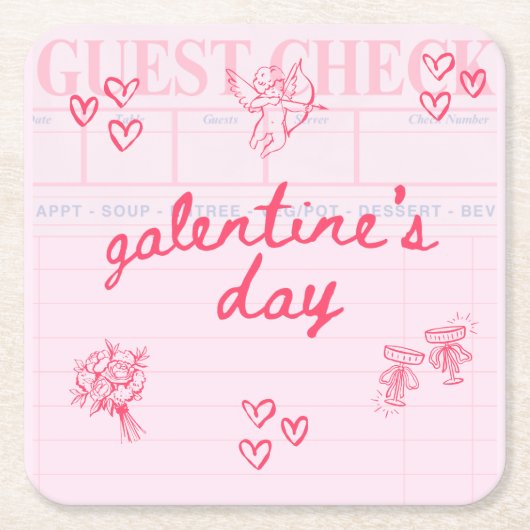 Galentine’s Day Valentine Girly Invitation Kartonnen Onderzetters (Voorkant)
